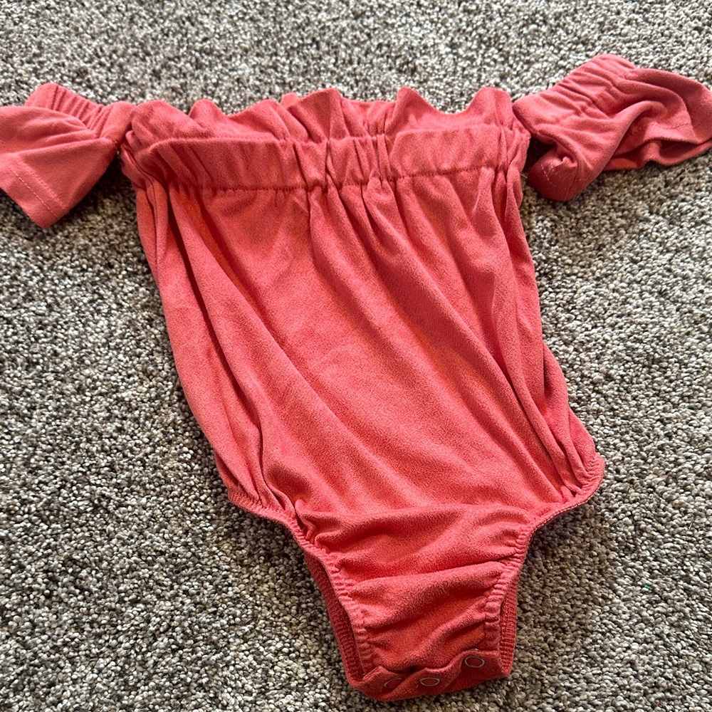 Off-Shoulder Coral Baby Onesie